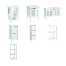 WENKO Sgabello da bagno Oslo - Sgabello da bagno, Legno, 39 x 55 x 39 cm, Bianco