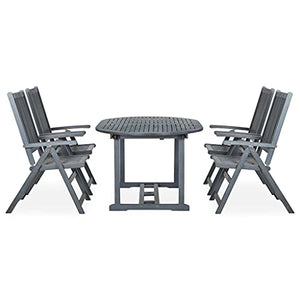 vidaXL Set Pranzo da Giardino 5 pz in Legno Massello di Acacia Grigio