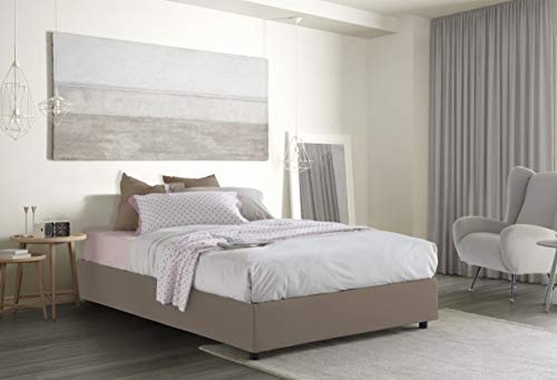 Talamo Italia Letto contenitore Matrimoniale Silvia Sommier, Made in Italy, Letto con rivestimento in tessuto, Apertura frontale, con materasso cm 160x200 incluso, Tortora