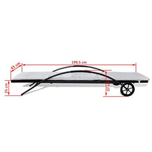 Tidyard Lettini Prendisole con Tavolino in Polyrattan Nero, Sedie a Sdraio da Giardino, Lettino da Esterno, Lettino Prendisole, 199,5 x 65 x 37 cm Bianco Crema
