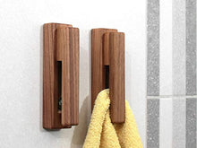JINMURY Porta Asciugamani Moderno in Legno, Set di 2 Ganci Autoadesivi da Parete Per Asciugamani da Bagno e Cucina, Durevole, di Facile Installazione, Noce Nera
