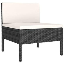 Festnight 3 pz Set Divano da Giardino, Salotto da Giardino con Cuscini, Divano da Giardino, Set di Mobili da Giardino, in Polyrattan Nero