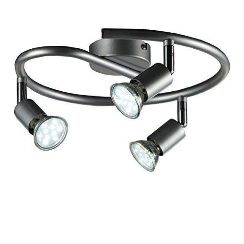 B.K.Licht Plafoniera con faretti LED da soffitto orientabili, luce calda, include 3 lampadine GU10 da 3W, lampada moderna da soffitto per cucina, salotto, metallo color titanio, 230V IP20 - Arredi Casa