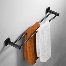 Porta asciugamani con finitura nera doppia ferrovia 50 cm Bagno/Cucina Accessori In Acciaio Inox Portasciugamani Base Quadrato Elegante Stile Antico Leekayer