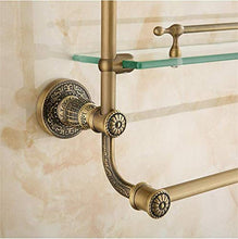 GDFEH Bagno Scaffale Completo Doppia Tiers Bagno Bagno Scaffale per Doccia Scaffale Scaffale Temperato Posaggio in Vetro temperato Scaffale per Il Bagno Staffa cosmetica 19.6x23.6x20.4 Pollici