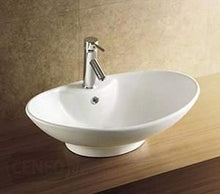 VBChome Lavabo in ceramica, 60 x 40 x 17 cm, design ovale, lavabo, per bagno, lavandino d'aspirazione, per ospiti, WC