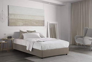 Talamo Italia Letto contenitore Una piazza e mezza Silvia Sommier, Made in Italy, Letto con rivestimento in tessuto, Apertura frontale, con materasso cm 120x190 incluso, Tortora