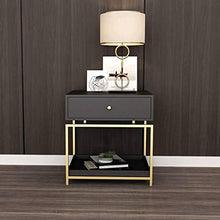 DYXYH Comodino, mensola d'oro cassetto nero Tabella finitura moderna Comodino laterale End con cassetto