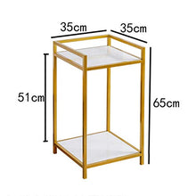 Juan Soggiorno Square Table Side Nordic Modern 2 Tier Marble Corner Camera da Letto Camera da Letto Comodino Display Plant Stand, 35x35x65cm