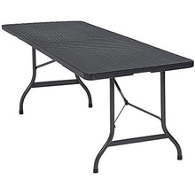 Casaria Tavolo da Giardino Tavolo da Campeggio Look PolyRattan 180 cm Tavolino Pieghevole Esterno Nero