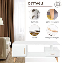 HOMCOM Tavolino da Salotto Moderno con Anta e Cassetto, Mobile Basso per Soggiorno e Ufficio Bianco, 100x50x40cm
