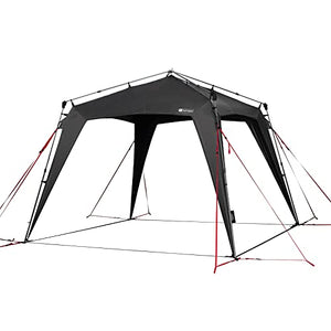 Qeedo Quick Space Camping Pavillon (3x3m) con protezione dai raggi UV (UV80) & Dark-Coating - antivento, montaggio rapido, 8 persone - grigio