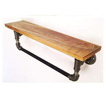 AGGF Mensola a Muro, portasciugamani da Parete per Bagno con divisorio in Legno massello, Appendiabiti da Parete Industriale per Montaggio a Parete in Stile Rustico, 120 cm