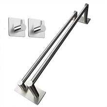 XIAJIA-Doppio Bagno Adesivo Porta Salviette Acciaio Inox Autoadesivo Portasciugamani 40cm(Spazzolato finitura)+Gancio Adesivo（2 Pezzo）