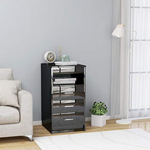 vidaXL Cassettiera Nero Lucido 40x50x76 cm in Legno Multistrato
