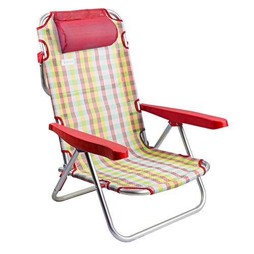 Mediawave Store - Spiaggina piegevole reclinabile ONSHORE 545126 da Spiaggia in textilene Quadri (Rosso)