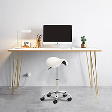 CLP Sgabello Lavoro Reno In Similpelle I Sgabello Pc A Sella Imbottito Regolabile 53-68 CM E Girevole Base In Metallo, Colore:bianco