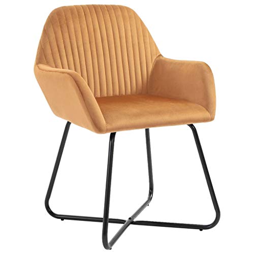 2 pz Sedia Poltroncina da Sala Pranzo Sedie Moderne da Cucina con Schienale e Braccioli Sedia Imbottita in Velluto per Camera da Letto Soggiorno 61 x 61 x 84 cm-Ocra