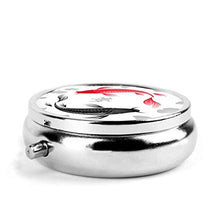 Koi Yume - Contenitore rotondo per pillole, 3 scomparti, in metallo, per medicina e vitamine, per viaggi all'aperto