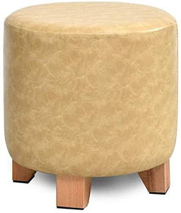 Sgabelli Poggiapiedi Ingresso Trucco di Cuoio Sgabello Rilievo del Piede poggiapiedi in Legno massello Scarpe Sgabello Trucco Sgabello Sedia Chair Pedale QAF1007 (Color : Beige, Size : 29 * 30cm)