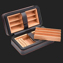 ZLMMY Portatile Nera in Pelle Cigar Humidor Viaggi - Sigaro Desktop idratante con Il Vassoio Cigar Box