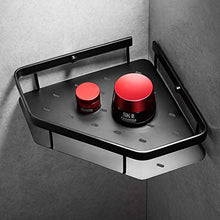 DONGLU mensole Bagno Rack Angolare per Bagno Cestello Triangolare Monostrato in Rame Pieno Scaffali A Parete Spessi Cestello A Rete Cava Rack Perforati(Color:Nero)