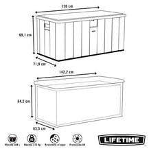 Lifetime Wood grain strutturato in plastica scatola portaoggetti Desert sabbia/grigio, 151 x 72 x 69 cm