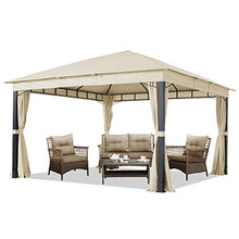 Gazebo da Giardino 4x4m Alu Premium con Copertura del Tetto Impermeabile ca. 220 g/m² - 4 pareti Laterali crema - Profilo da ca. 9x9cm