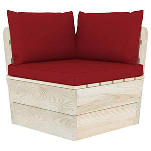 SKM Set Divani da Giardino su Pallet 6 pz con Cuscini Legno Abete (118.9kg) Rosso-3573