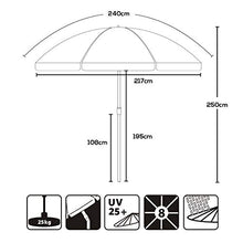 Sekey® Ombrellone Ø 240 cm Tondo Ombrello Parasole da Esterno da Giardino da Spiaggia Rosso Protezione Solare UV25+