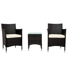 Belissy Set di mobili da giardino in rattan sintetico, poltrone da giardino moderne, mobili da balcone, set da 2 persone, 1 tavolo e 2 poltrone, set per balcone e terrazzo (rattan marrone)