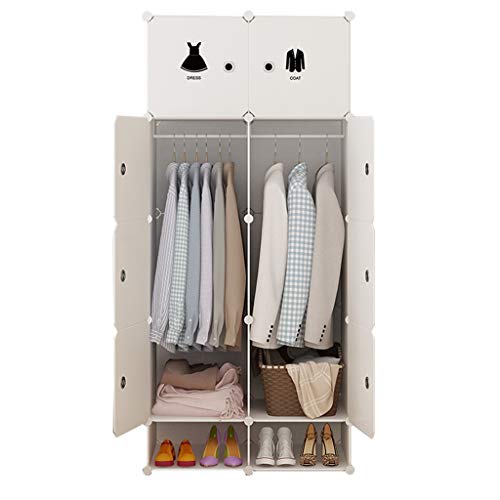 Locker Scarpe-Bit Armadio 2-pensili di Plastica 8-Porte 2-Gitter Scaffali Abbigliamento Deeper Home Camera Dormitorio 75X47X165CM MUMUJIN (Color : White)