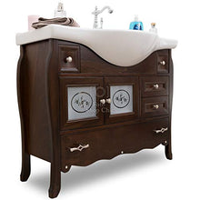 Shop Chic Arredo Bagno in Legno Classico Noce Arte povera 105 cm lavabo pensile