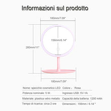 BIGTO Specchio con illuminazione ricaricabile, 3 livelli di luce, orientabile a 90 gradi e dimmerabile touchscreen, specchio cosmetico portatile da viaggio con luci, regalo per ragazze