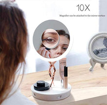 LBWARMB Trucco Specchio con luci Trucco dello Specchio del LED Smart Touch dimmerabili Impostazione e 10x Magnifier casa Camera da Letto dello Specchio di Trucco (Bianco/Cavo USB Alimentato)