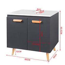 eSituro Armadietto Sottolavabo da Bagno da Cucina Mobile a Terra con 2 Porte in Legno MDF Grigio Mobiletto Sotto Il Lavello SBP0060