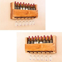 Classico Wall Mount Ecofriendly legno di pino bottiglia di vino della mensola del supporto del calice del vino Holder pensili 10 Wine Glass ripiano impianto galleggiante Mensole Organizzatore del cont