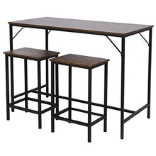 GOTOTOP Set di sedie da pranzo in legno, semplice da bar, sgabello, tavolo da pranzo, sedia da cucina, 1 tavolo e 2 sedie