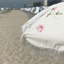 Pieghevole in legno massello nappa ombrellone 6.5ft patio spiaggia ombrellone all'aperto sun ripalzo ombrelloni con ancorare e striscia di sabbia, UV50 + protezione solare, portatile e leggero
