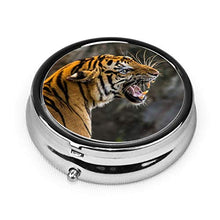 Tiger Predator Grin Fangs, contenitore rotondo per pillole a 3 scomparti, in metallo, per medicina e vitamina