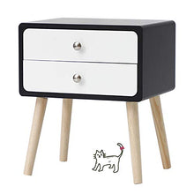 YJIIJY Comodino con 2 Cassetti, Armadietto Notte Cassettiera Realizzato in MDF, tavolino d'appoggio, Tavolino per Divano, Organizer per Camera da Letto Bagno (Nero e Bianco)