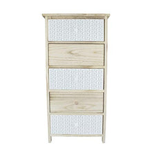 Mediawave Store - Mobiletto Comò in Legno con Fantasia Geometrica Comodino con Cassetti, Mobiletto, Cassettiera, Design rustico, Arredo casa, Soggiorno, Camera, Ufficio (5 Cassetti)
