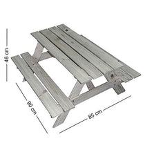 RM E-Commerce Tavolo da picnic per bambini con scomparto segreto, tavolo da giardino in legno di conifera, grigio, per 4 bambini, 90 x 85 x 46 cm