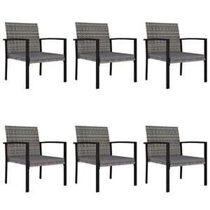 FAMIROSA Set da Pranzo da Giardino 7 pz in Polyrattan Grigio-5714