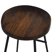 homcom Set 2 Sgabelli Alti da Bar in Stile Industriale con Telaio in Acciaio Nero e Seduta Rotonda in Legno 49.5x44x71cm