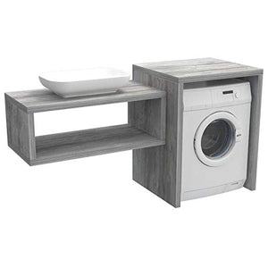 Ve.Ca. Mobile bagno coprilavatrice Stoccolma, in legno, mensola lavabo + copri lavatrice/asciugatrice + lavabo, diversi colori, lavanderia arredo bagno (Pino grigio Jackson)