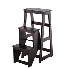 ZYLE Pieghevole Sgabello con 3 scalini in Legno per Uso Domestico in Legno per sedie da Giardino, Altezza 77cm (Color : Dark Walnut)