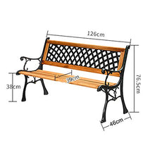 Panchine in metallo per giardini per terrazze, panchine per il tempo libero con schienali e corrimano in rete, mobili da giardino con struttura in ghisa anticorrosione e sedili in legno massello