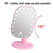 Specchio da trucco a LED, con 20 luci a LED, con ingrandimento 10x, con design girevole a 180°, colore rosa