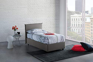 Talamo Italia Letto contenitore Singolo Anna, Made in Italy, Letto con rivestimento in tessuto, Apertura laterale, adatto per materasso cm 80x190, Grigio
